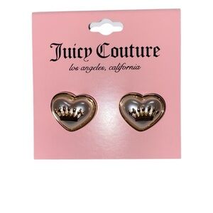 Juicy Couture Gold and Pearl Heart Crown Stud Earrings
